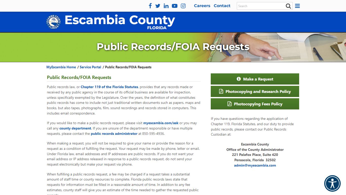 Public Records/FOIA Requests - Escambia County, Florida