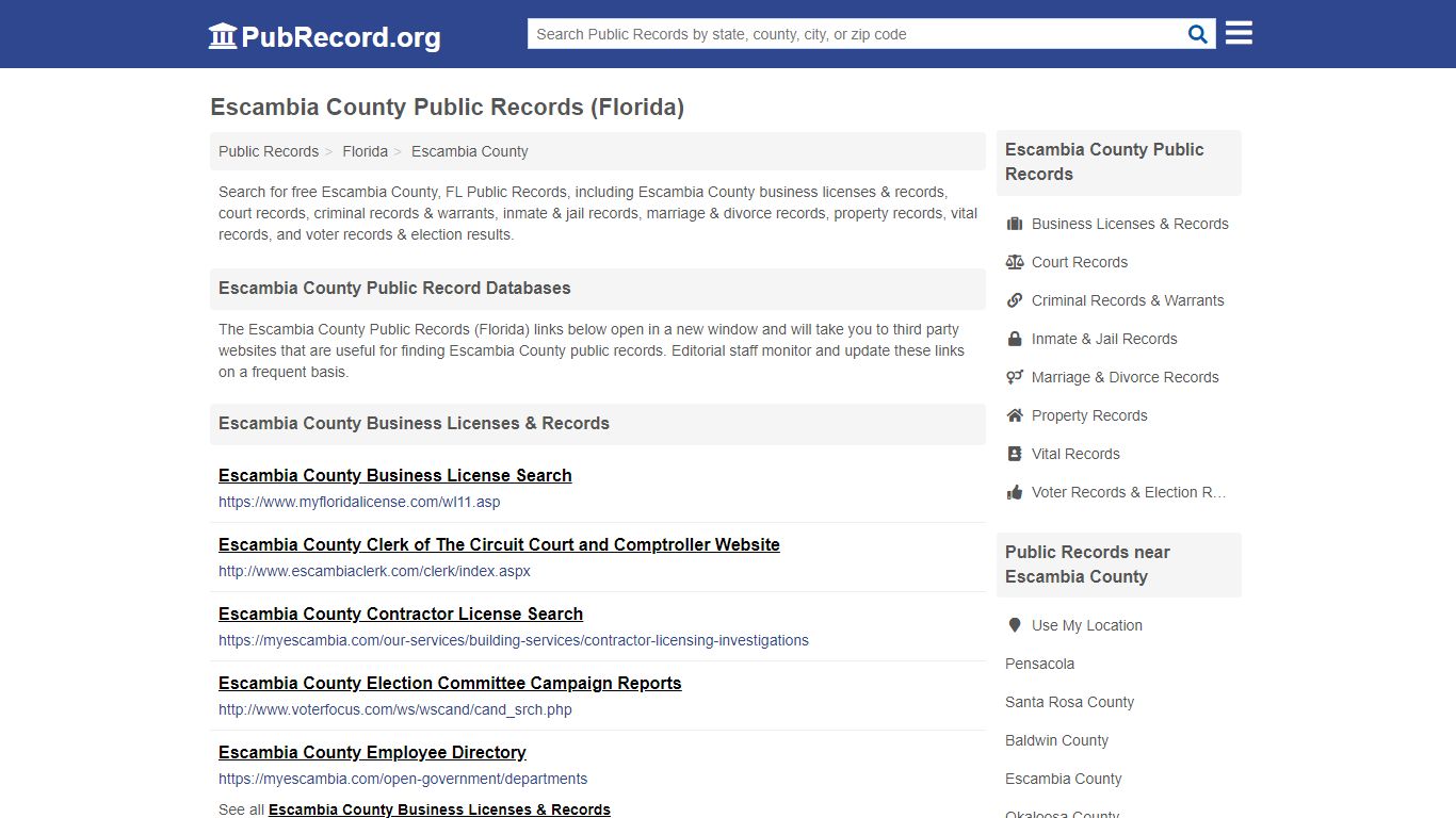 Free Escambia County Public Records (Florida Public Records)